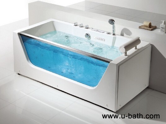 U-BATH One Person Whirlpool Bathtub and Jacuzzi with glass skirt in front