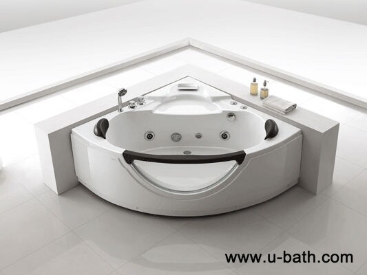 U-BATH Two person portable Corner whirlpool bathtub, indoor spa bath