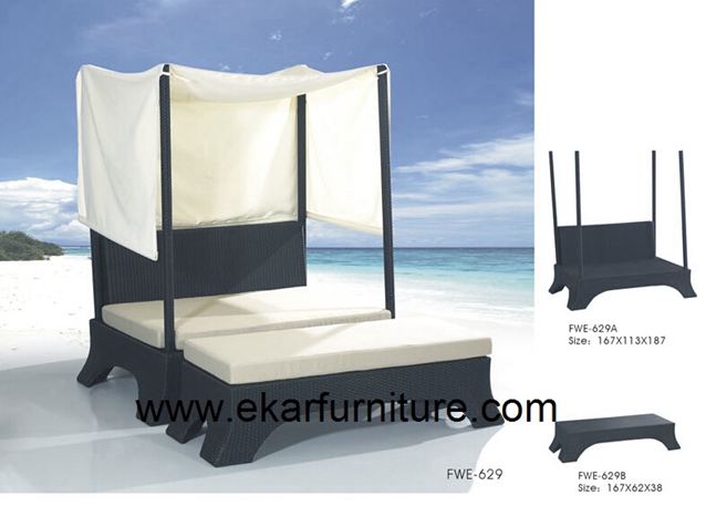 Сад кровать с подушками плетеные кровати FWe-629