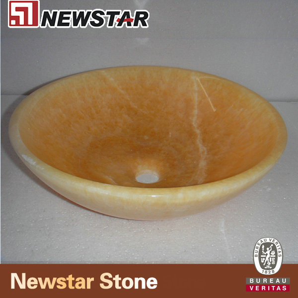 NM081-Resin- Yellow-Marble-Roung-Sink