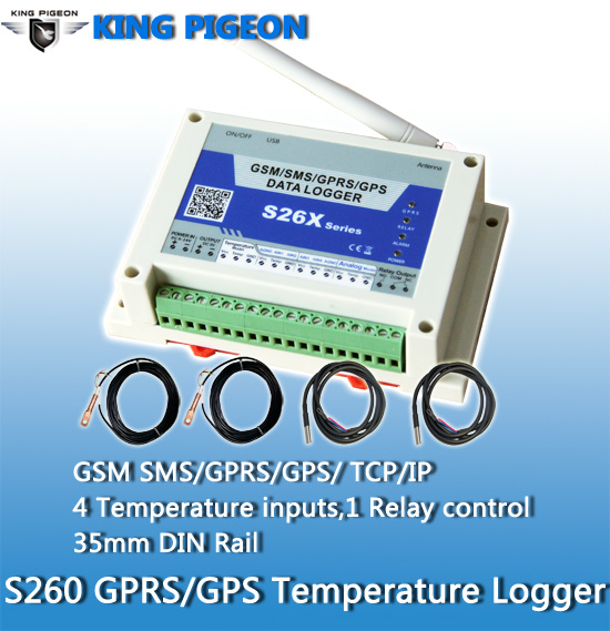 GPRS GPS temperature Detector Temperature data Logger temperature measuring device temperature range -55C to 125C air temperature measurement unit S260 GPRS GPS Temperature data Logger four temp input