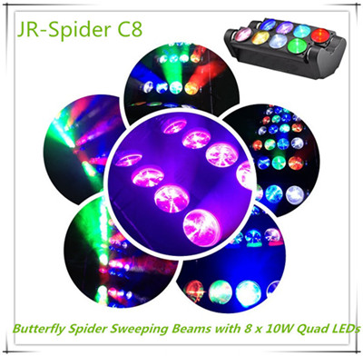 Butterfly Spider Sweeping Beams with 8 x 10W Quad LEDs