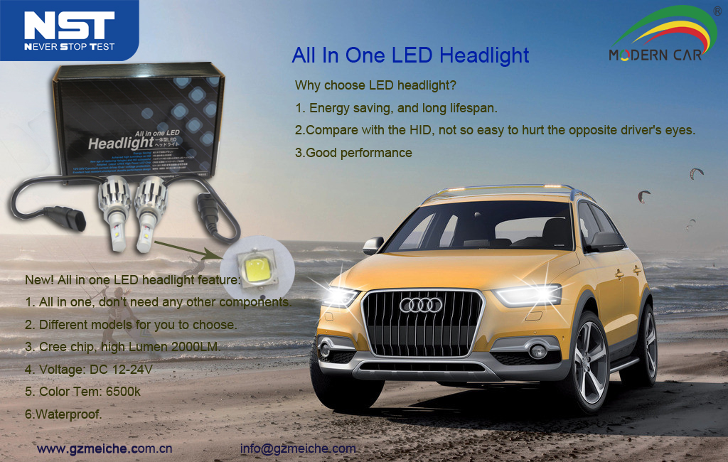 China auto mobile led driving light 3pcs led chips all in one LED headlight
