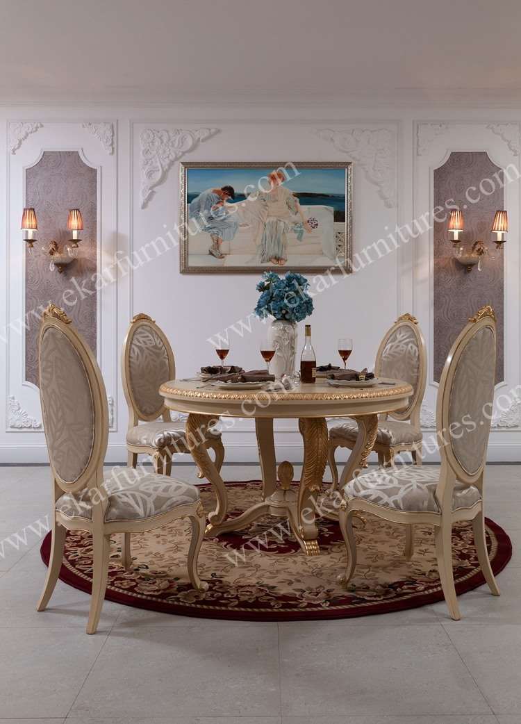 Antique gold cosrco dining room table set