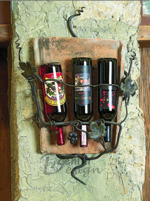 Home Decorative Vineyard Tile Wall 3 Bottle Wine Holder for Wine Hanging Rack Decoration