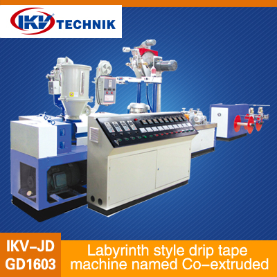 Labyrinth style drip tape machine named Co-extruded