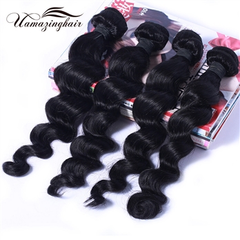 Free Shipping Grade 7A Brazilian Loose Wave Virgin Hair Unprocessed 4 Bundles/400g Lot
