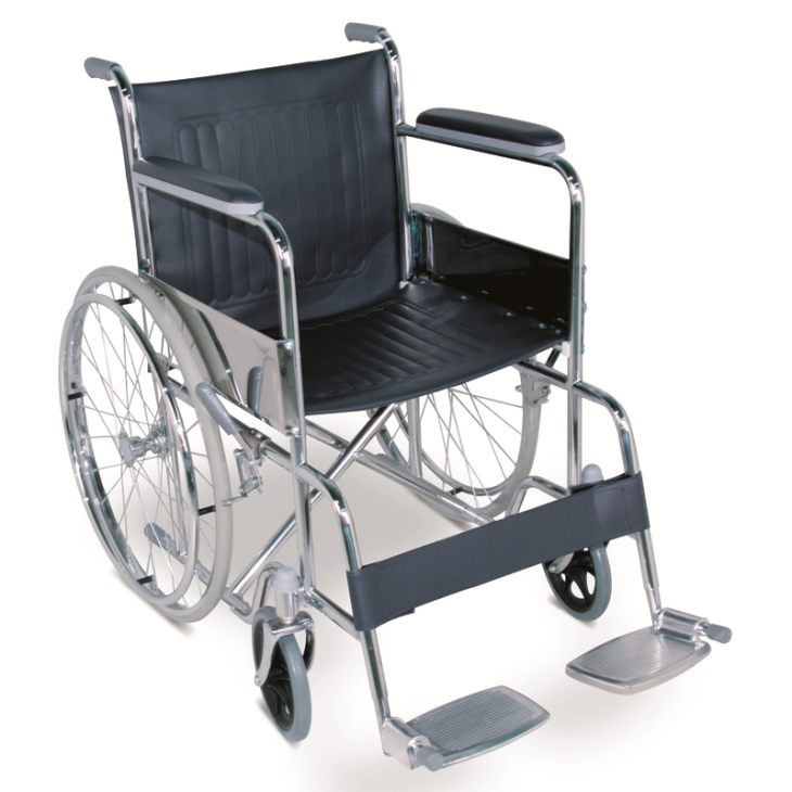  Economic Manual Wheelchair With Chromed Steel Frame