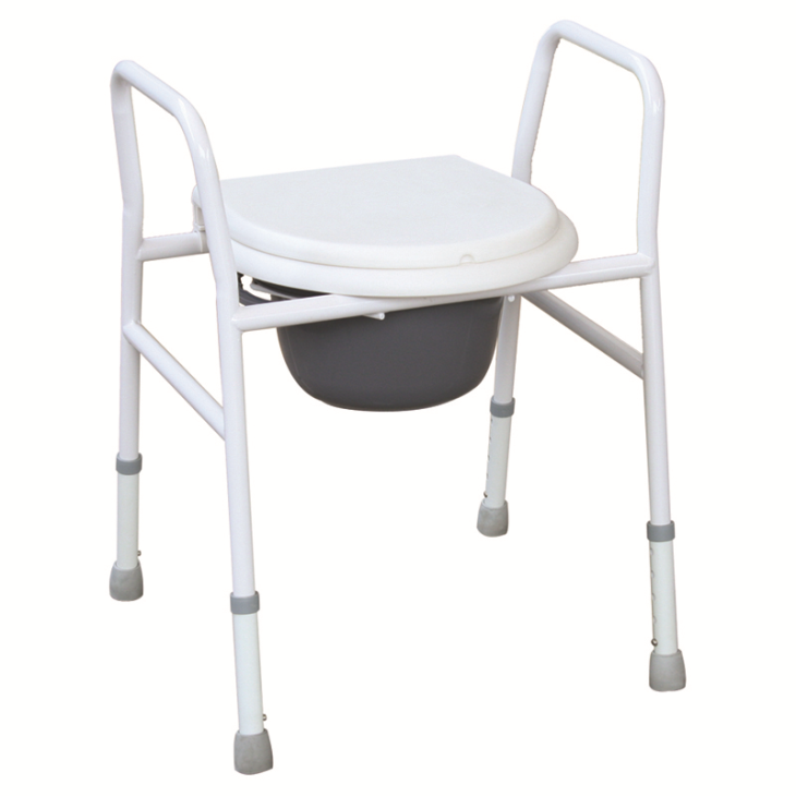 Powder Coated Steel Commode Chair With Armrests
