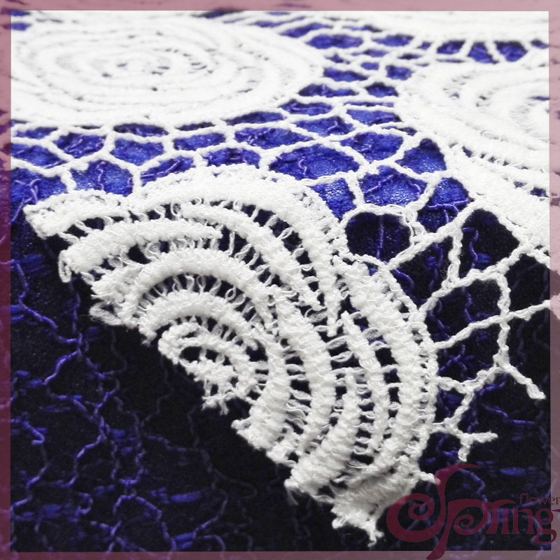 [F11513] Rosette embroidery chemical lace fabric