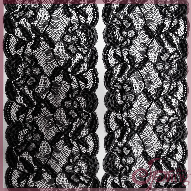 [6683] Elastic jacquard tricot embroidered lace trimming fabric for dress and lingerie