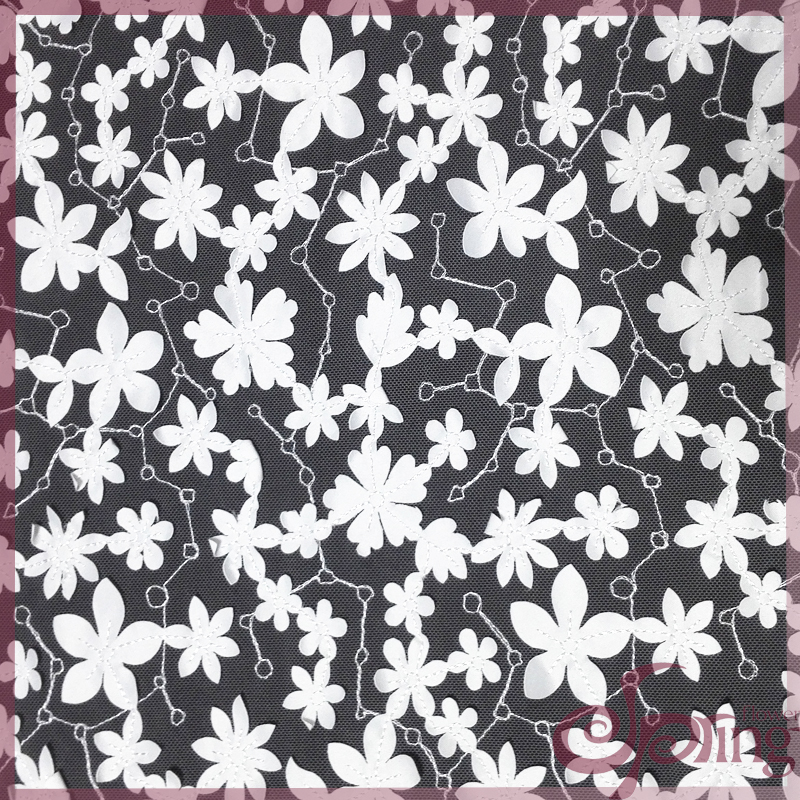 [F22107T] 3D applique floral embroidered netting lace fabric for dress