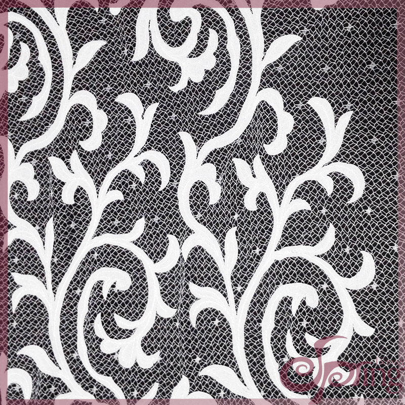 [F22108T] Applique polyester mesh embroidery lace fabric for dress