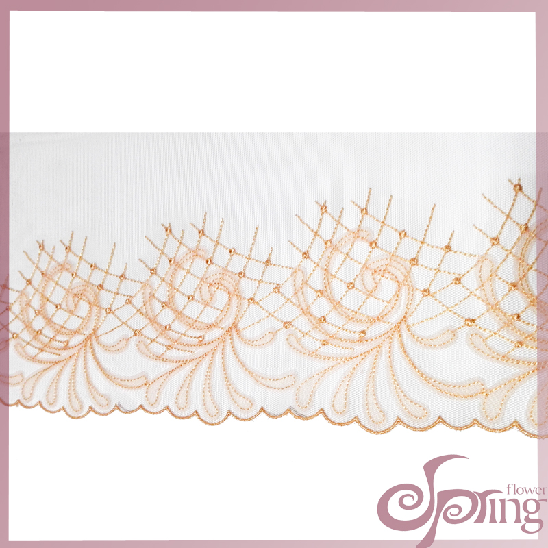 [F22100T] Polyester netting embroidered lace fabric for dress