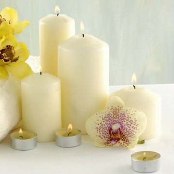 religious activities and use white color church pillar candle