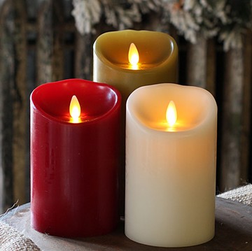 flameless moving wick real wax LED candle with timer