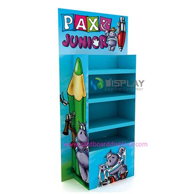 Retail Supermarket Paper Pallet Cardboard Pen Display For Stationery Store