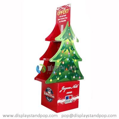 Напольная картонная Рождественская елка дисплей с полками для рекламы