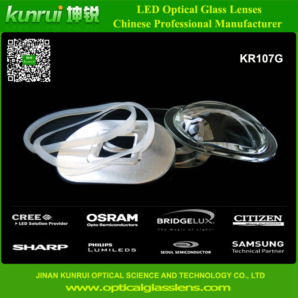 Оптические стеклянные линзы для Сид наивысшей мощности уличный свет (KR107G)