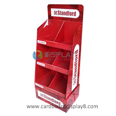 3 Shelves Cardboard Free Standing Display Unit, Stationery Point of Purchase Display