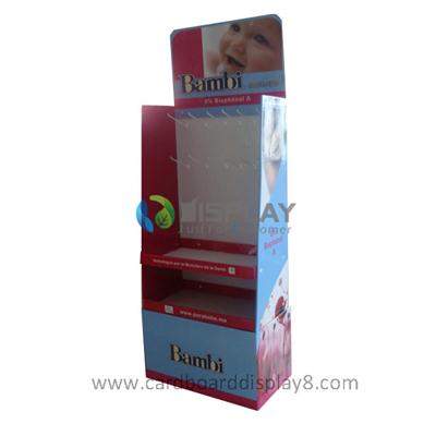 Baby Products Promotional Display with Peg Hooks and Shelves, Cardboard Promotional Displays