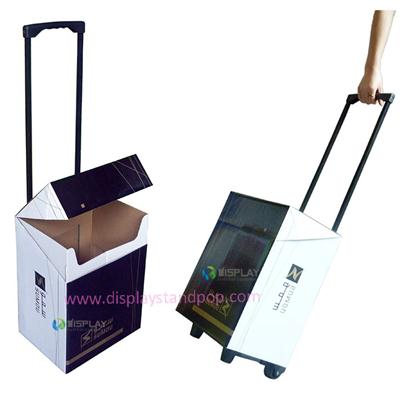 POP Cardboard Trolley Boxes with Iron Retractable Handles
