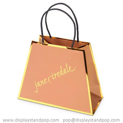 Gold Foil High End Paper Gift Bags with Twisted Handle
