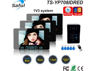 Saful ТС-YP708IDREC 7 видео-телефон двери с RFID-карт и функцией записи 