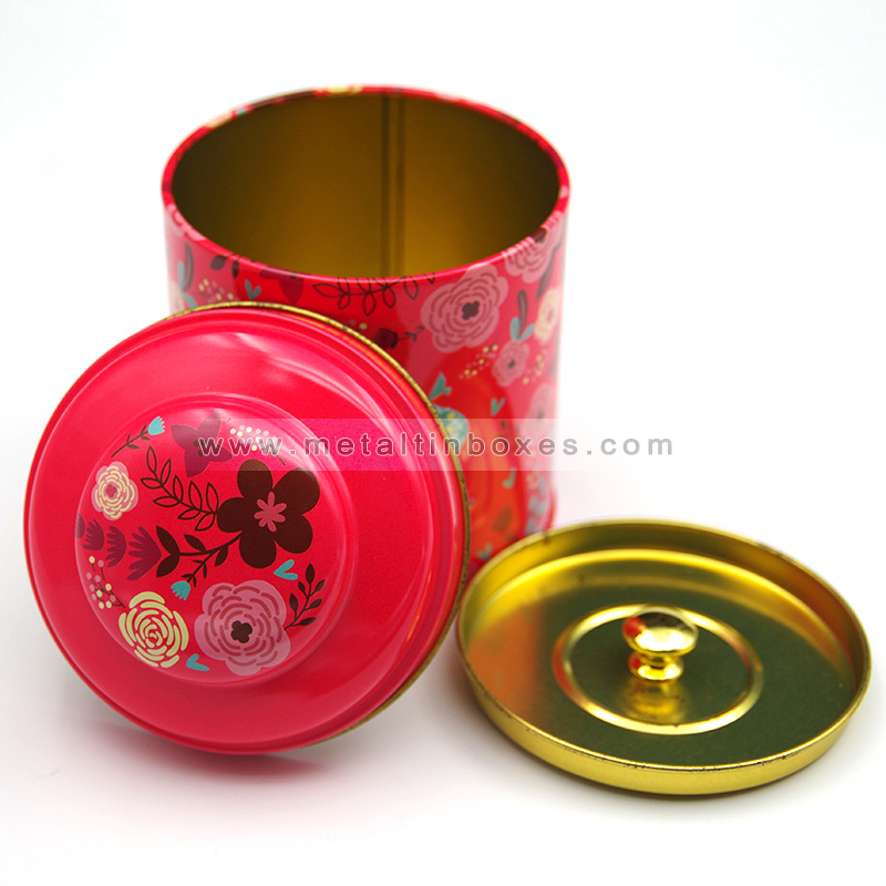 Tea storage tins custom craft metal airtight round tea tin