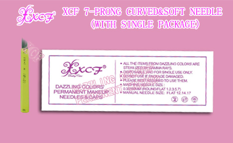 XCF 7-prong curved&soft needle/with single package/eyebrow-tattooing needle/permanent makeup product