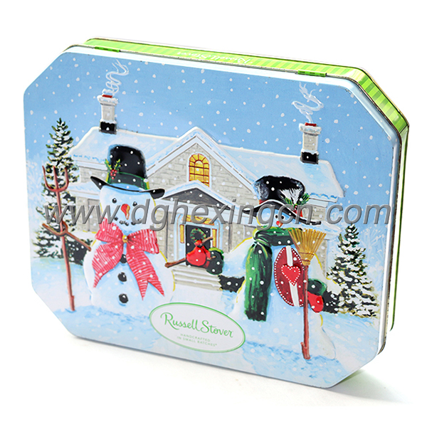 Christmas octangle tin box unique chocolate packaging box