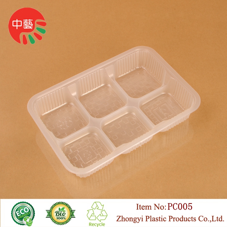 food grade plastic cooked food tray with dividers