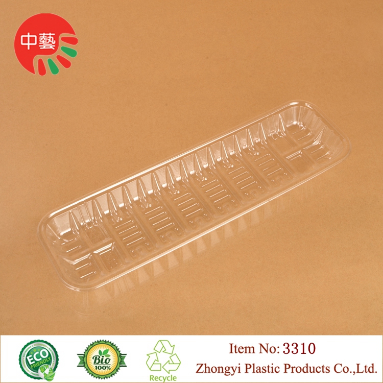 clear disposable PET plastic fruit food tray