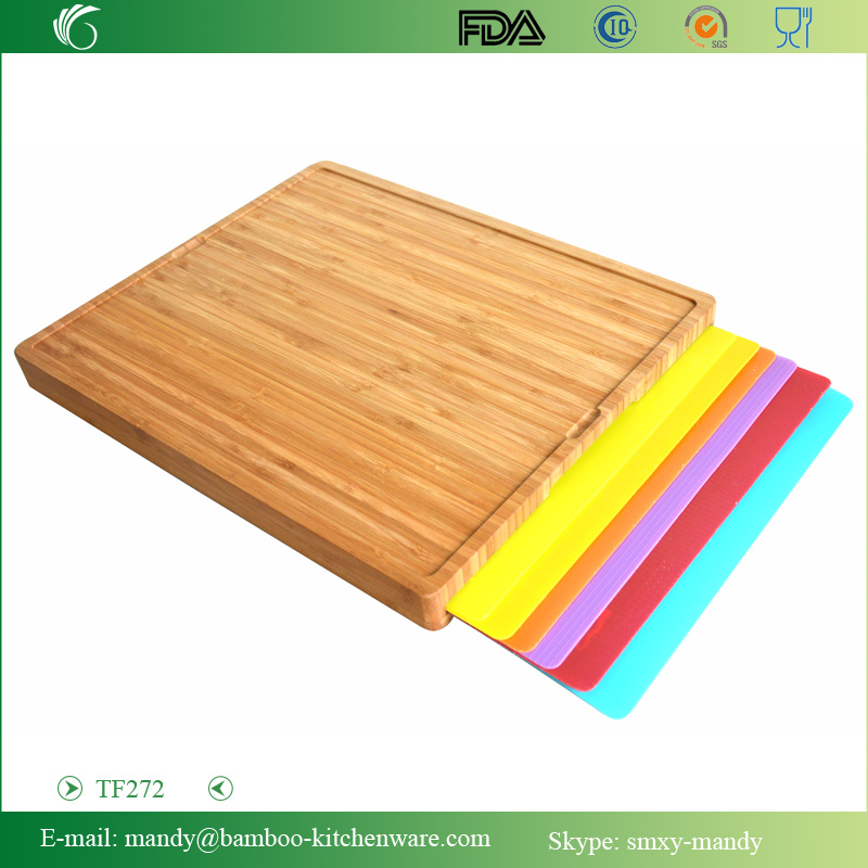 Interesting Bamboo Cutting Board with 6pcs PP mats