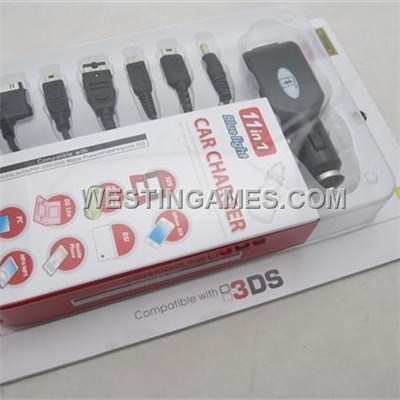 11 в 1 синий свет автомобиля зарядное устройство зарядки для 3DS/DSI в/для iPhone/для PSP/ПК/MP3