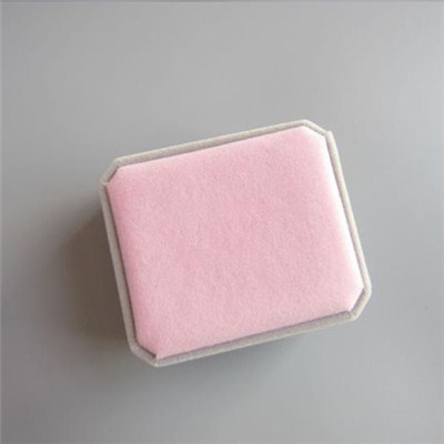 Grey Pink Velvet Ring Box