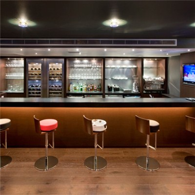 Wood With Artificial Stone Led Bar Counter With Back Wine Wood Cabinet