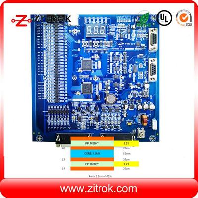 Blue Soldermask 52um Copper 4Layer Board With Assembly Service