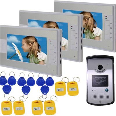 TS-YP816MMEID13 Wired With Night Vision Camera,92 Degrees Wide Visual Angle,hands-free Talkback Function (with 3 Monitors) 7 Inch Video Door Phone Doorbell Intercom Kit