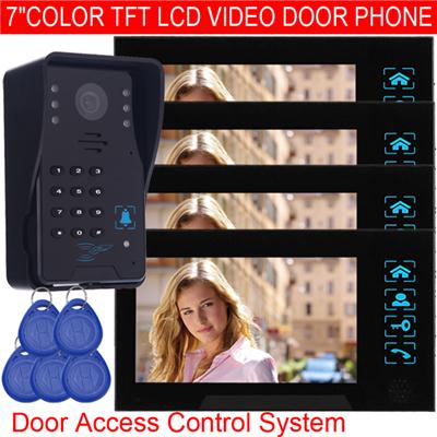 TS-806MJIDSN14 7 Color TFT LCD Video Intercom With Door Access Control System (id card + keyfobs)