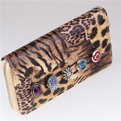 Classic Leopard Leather Snap Button Wallet