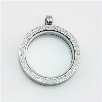Large 38mm Silver Magnetic Living Locket With Crystals