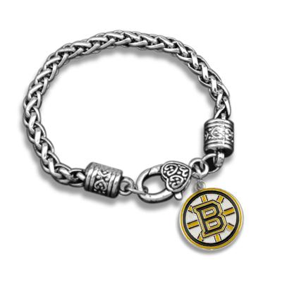 Hot Antique Sliver NHL Charms Bracelet Enamel Boston Bruins Charm Bracelet