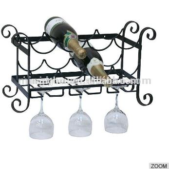 Wall Mounted Hanging Wine Rack With Wine Glass Holder MH-MR-15039