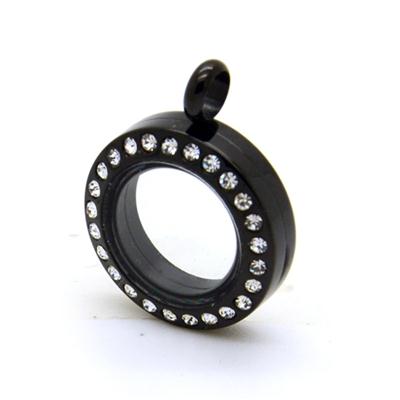 20mm Mini Black Magnetic Living Locket With Crystals