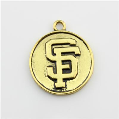 Antique Gold Alloy MLB Team Logo Charms San Francisco Giants Charm Wholesale