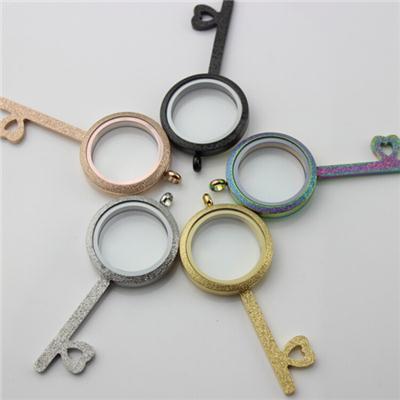 Mixed 25mm Stainless Steel Twist Sparkle Key Floating Locket