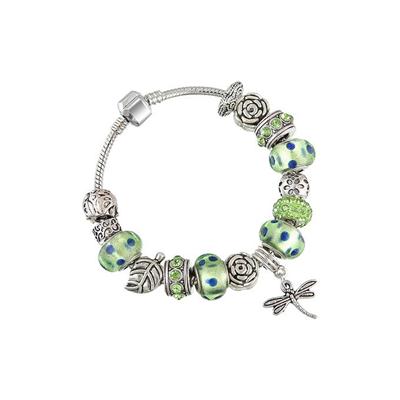 High Quanlity Promotion European Style Silver Glass Charm Bracelets And Bangles With Murano Glass Beads Jewelry