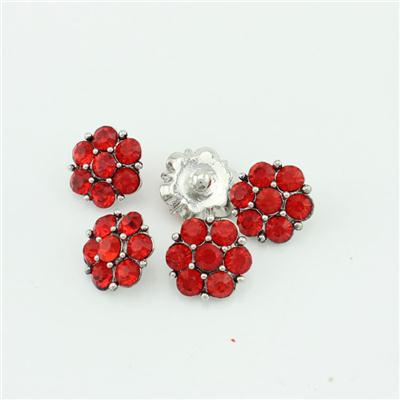 Large 22mm Flower Snap Button Jewelry With Red Crystals