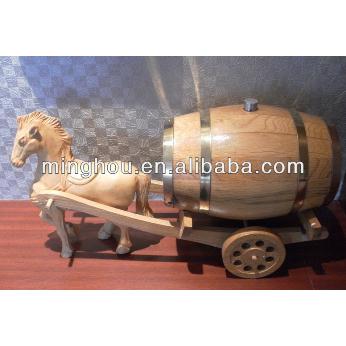 4.5l/5l Wooden Storage Wine Barrels, Decorative Barrel With Horse MH-WB-15011